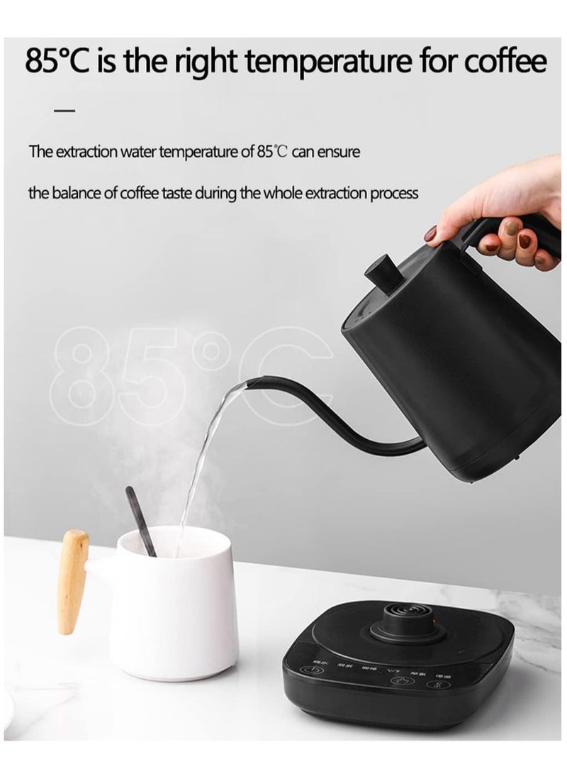 Electric Kettle - 304 Stainless Steel Coffee and Tea Pot, Automatic Temperature Control and Constant Temperature, Quick Heating, Matte Black, 0.9 L 1000 W