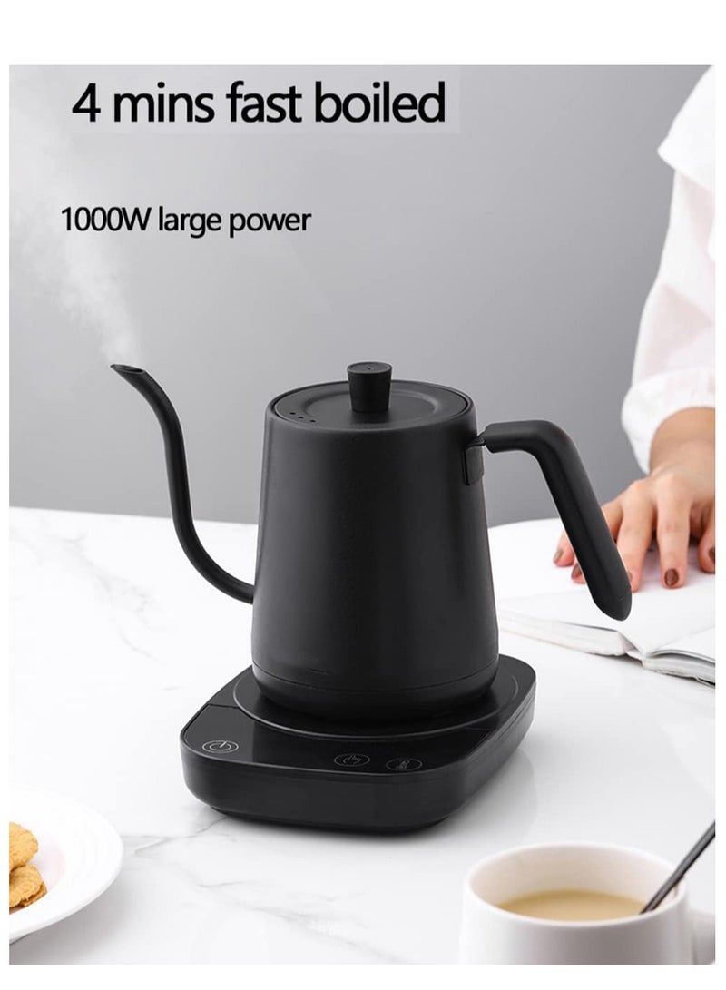 Electric Kettle - 304 Stainless Steel Coffee and Tea Pot, Automatic Temperature Control and Constant Temperature, Quick Heating, Matte Black, 0.9 L 1000 W