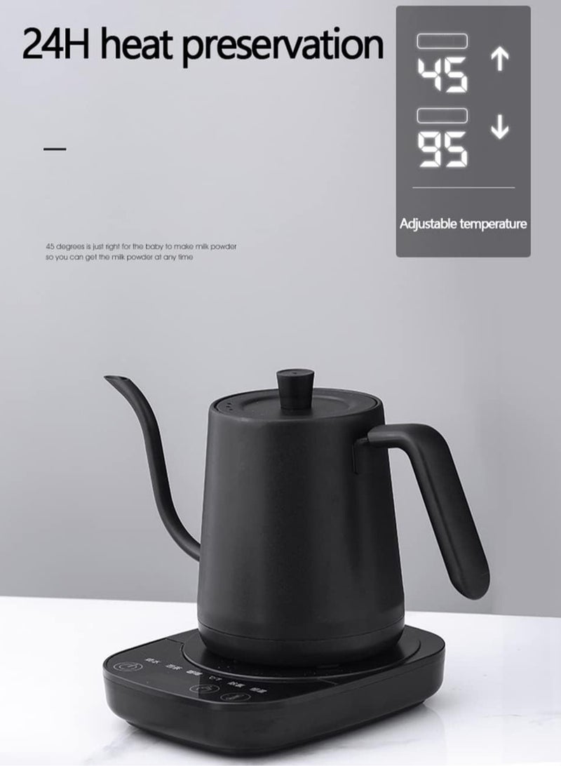 Electric Kettle - 304 Stainless Steel Coffee and Tea Pot, Automatic Temperature Control and Constant Temperature, Quick Heating, Matte Black, 0.9 L 1000 W