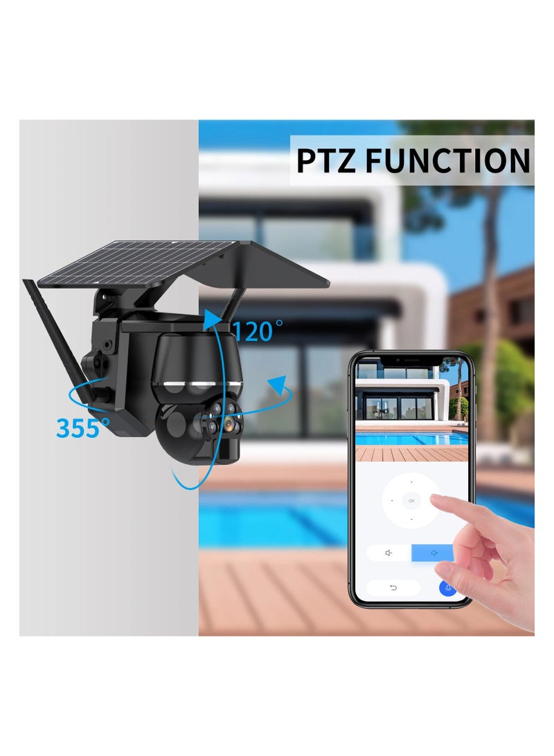 6W Solar 4G/ Wifi CCTV Video Wireless Camera 4x Digital Zoom Motion Detection IP Camera Two-Way Audio Color Night Vision