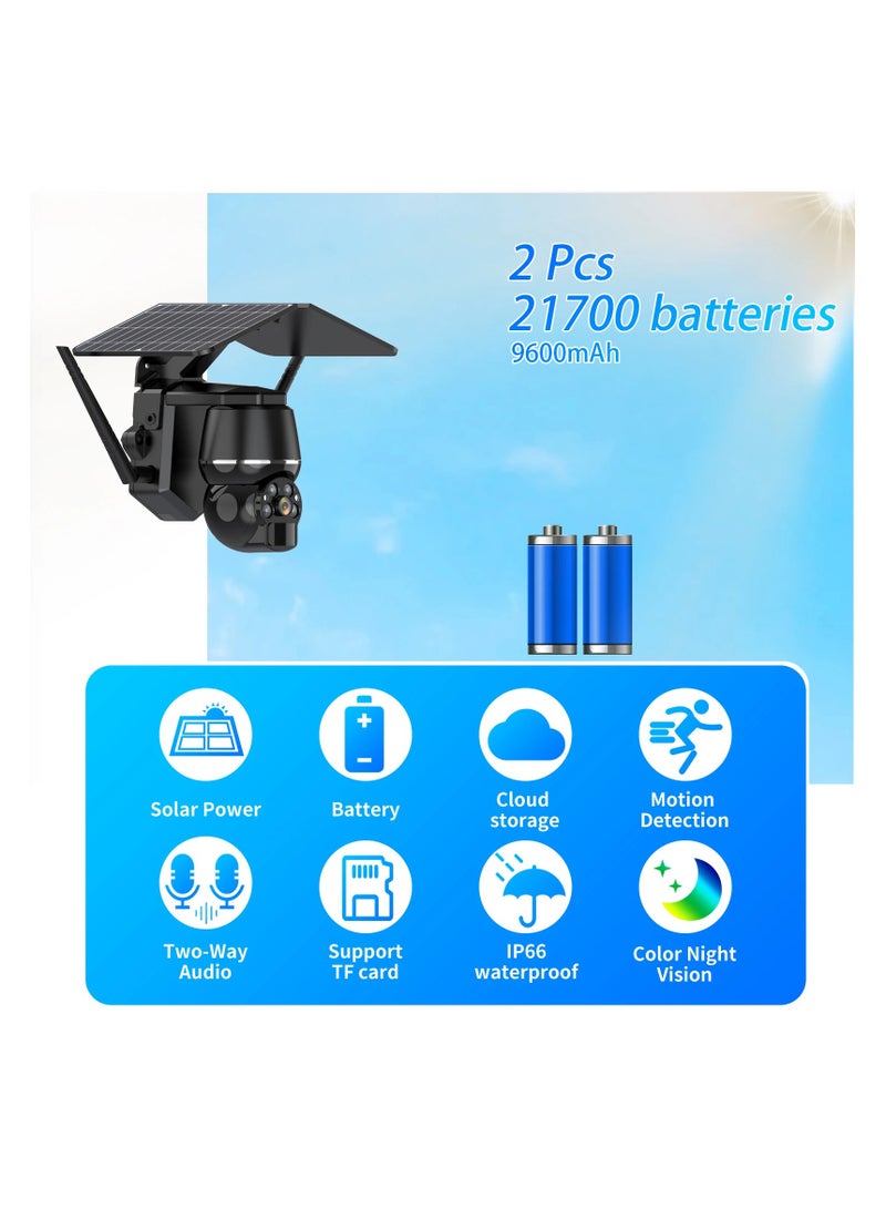 6W Solar 4G/ Wifi CCTV Video Wireless Camera 4x Digital Zoom Motion Detection IP Camera Two-Way Audio Color Night Vision