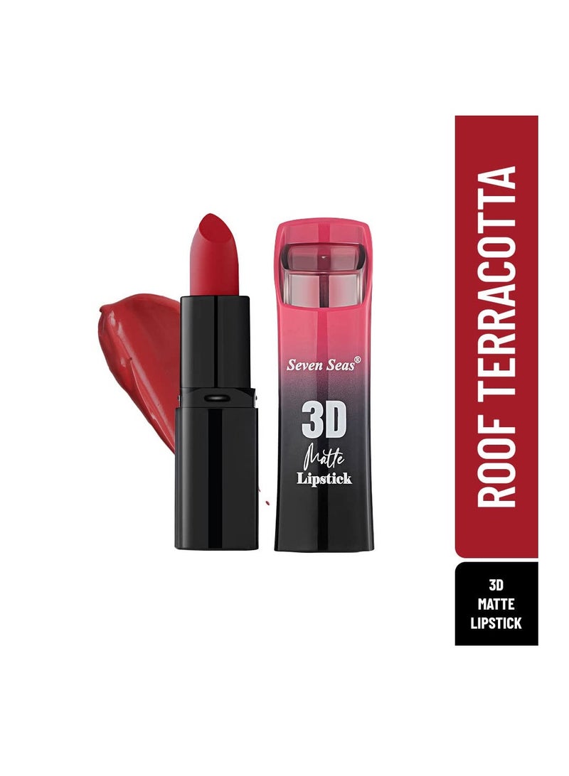 Seven Seas 3D Matte Velvet Finish Full Coverage Matte Long Lasting Lipstick Smooth Application Transferproof and Smudge Proof Highly Pigemented Lipstick for Women Roof Terracotta