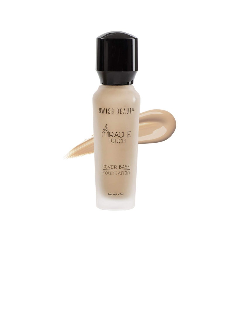 SWISS BEAUTY Miracle Touch Liquid Matte Full Coverage Foundation For Oily Skin oil Face Makeup Medium Beige 40Ml  Pack Of 1