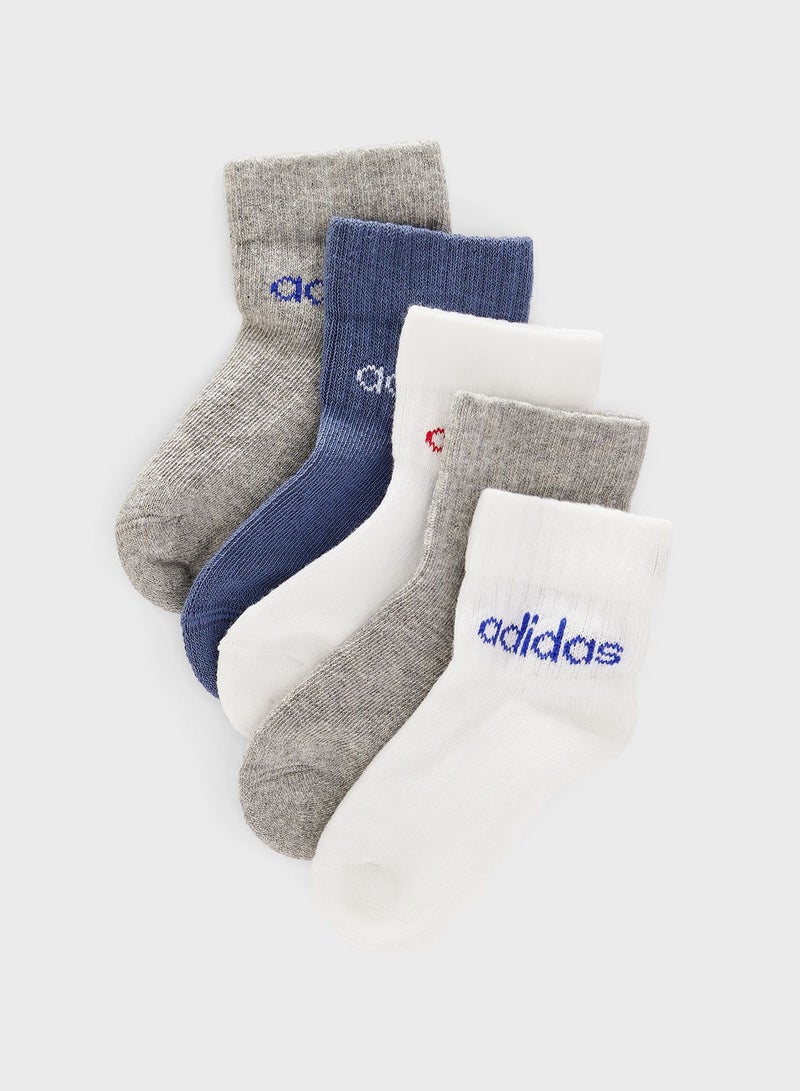 Kids 5 Pack Linear Ankle Socks