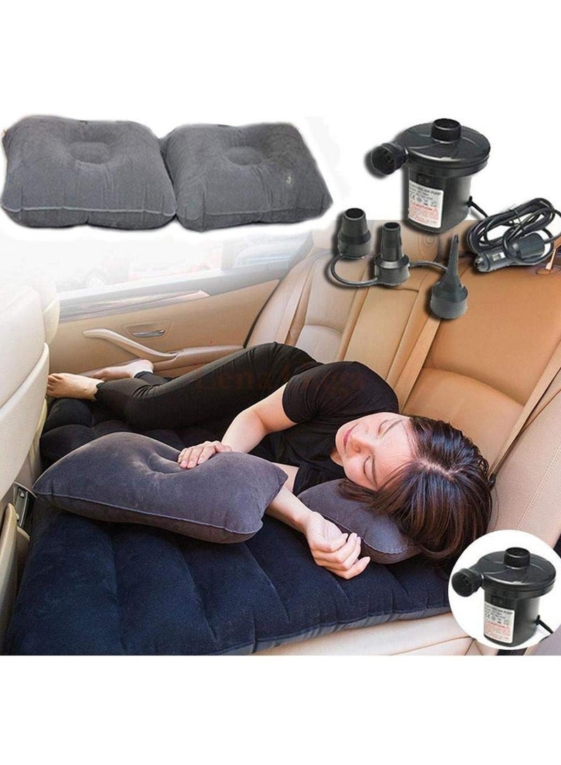 Inflatable Travel Car Bed Air Sofa with Two Inflatable Pillow and Air Pump for Car Back Seat (Multi-Colored)