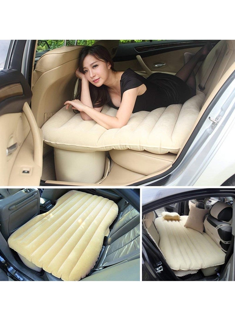 Inflatable Travel Car Bed Air Sofa with Two Inflatable Pillow and Air Pump for Car Back Seat (Multi-Colored)
