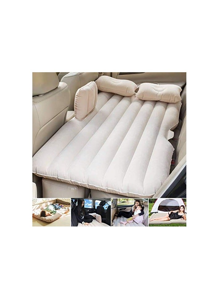 Inflatable Travel Car Bed Air Sofa with Two Inflatable Pillow and Air Pump for Car Back Seat (Multi-Colored)