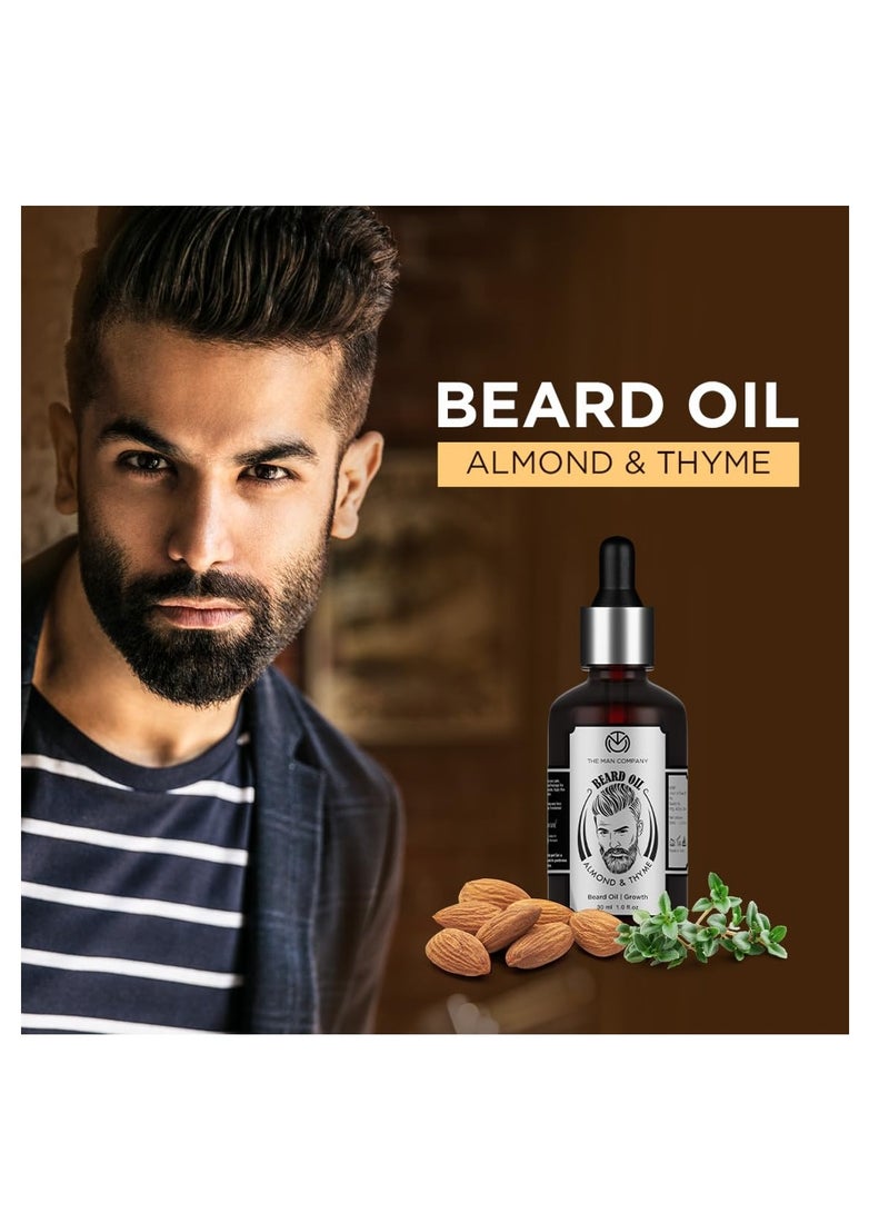 The Man Company 100% Natural Beard Oil 50 ml with Almond and Thyme for Faster  Thicker and Longer Beard  Best Beard Growth Oil for Men Nourishes  Strengthens Uneven Patchy Beard