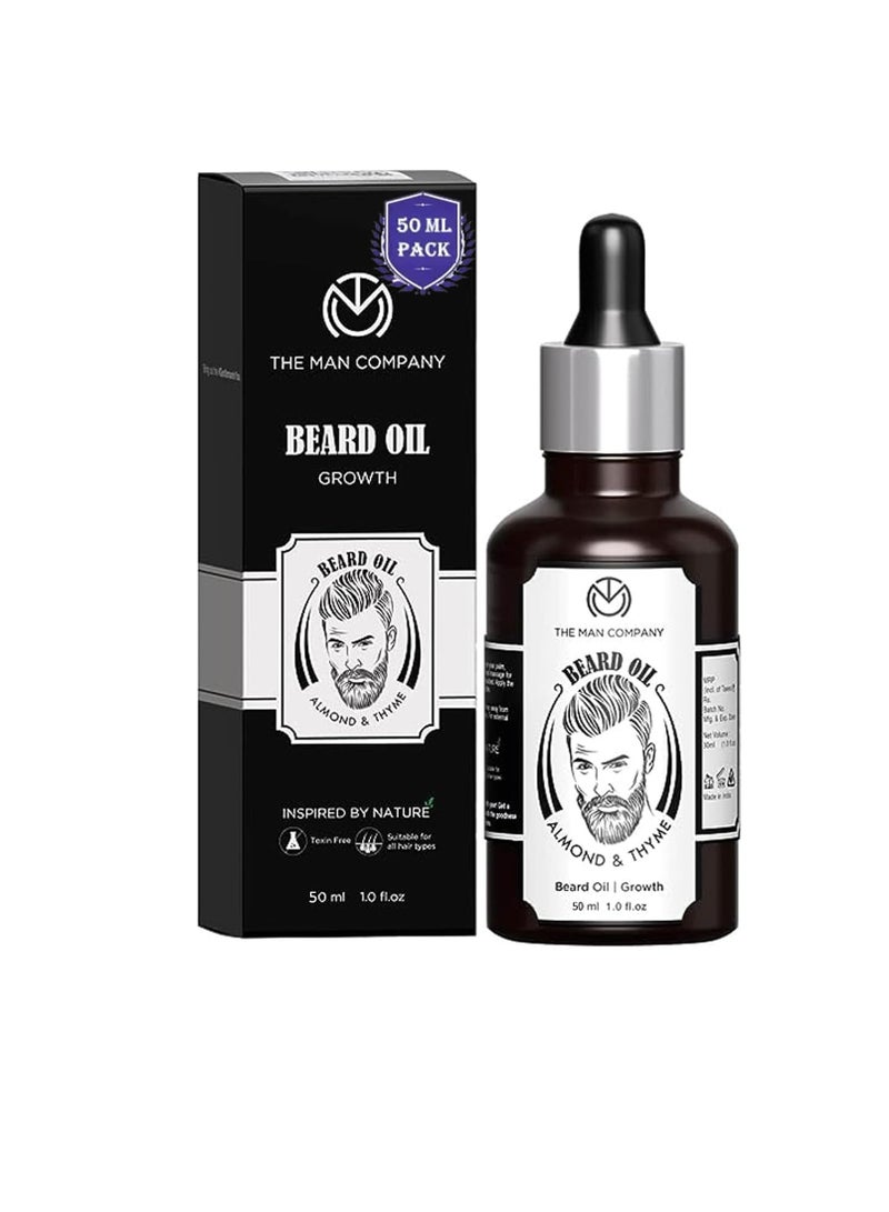 The Man Company 100% Natural Beard Oil 50 ml with Almond and Thyme for Faster  Thicker and Longer Beard  Best Beard Growth Oil for Men Nourishes  Strengthens Uneven Patchy Beard