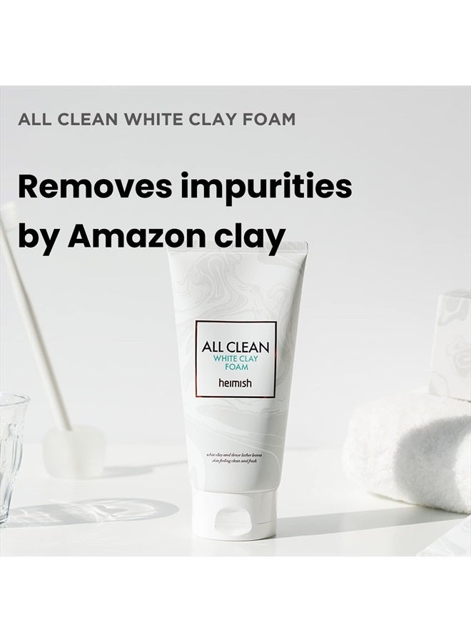 All Clean White Clay Foam 5.3oz /150g | Wash & Exfoliating Facial Cleanser | Daily Care Cleansing Face wash, Sebum control, Acne treatment, Wash for Deep pore cleansing