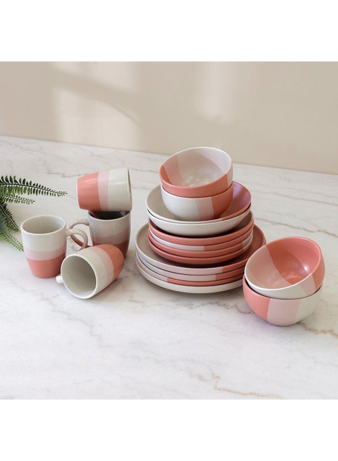 Angelika 18-Pc Stoneware Dinner Set - Pink - Serves 4