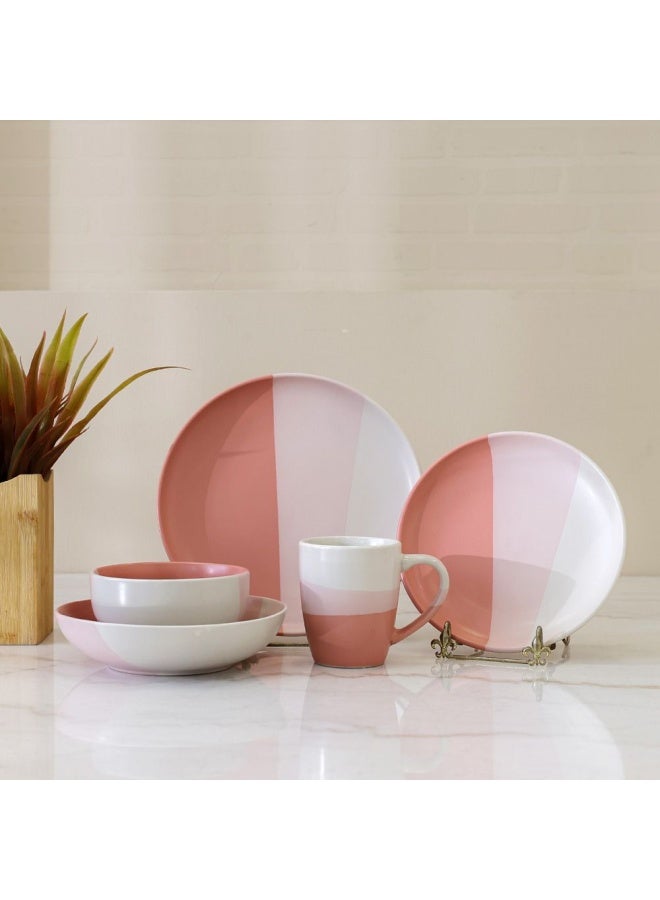 Angelika 18-Pc Stoneware Dinner Set - Pink - Serves 4