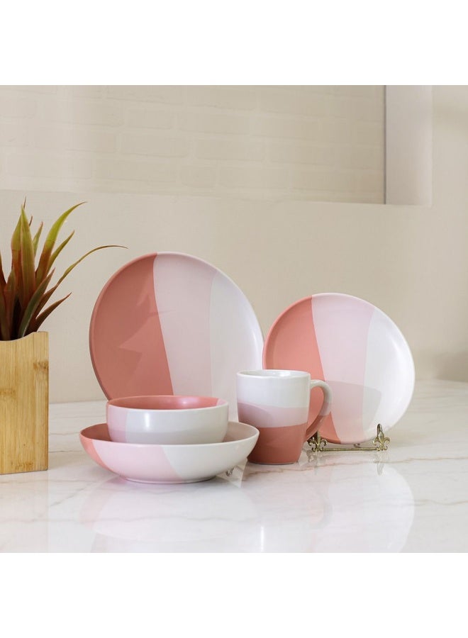 Angelika 18-Pc Stoneware Dinner Set - Pink - Serves 4