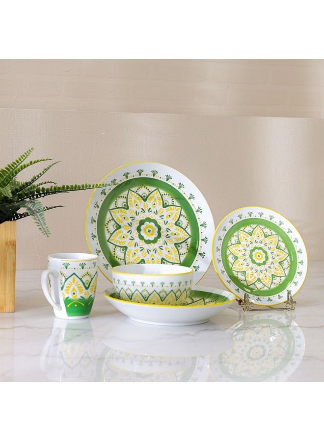 Angelika 18-Piece Porcelain Dinner Set Green-Serve 4