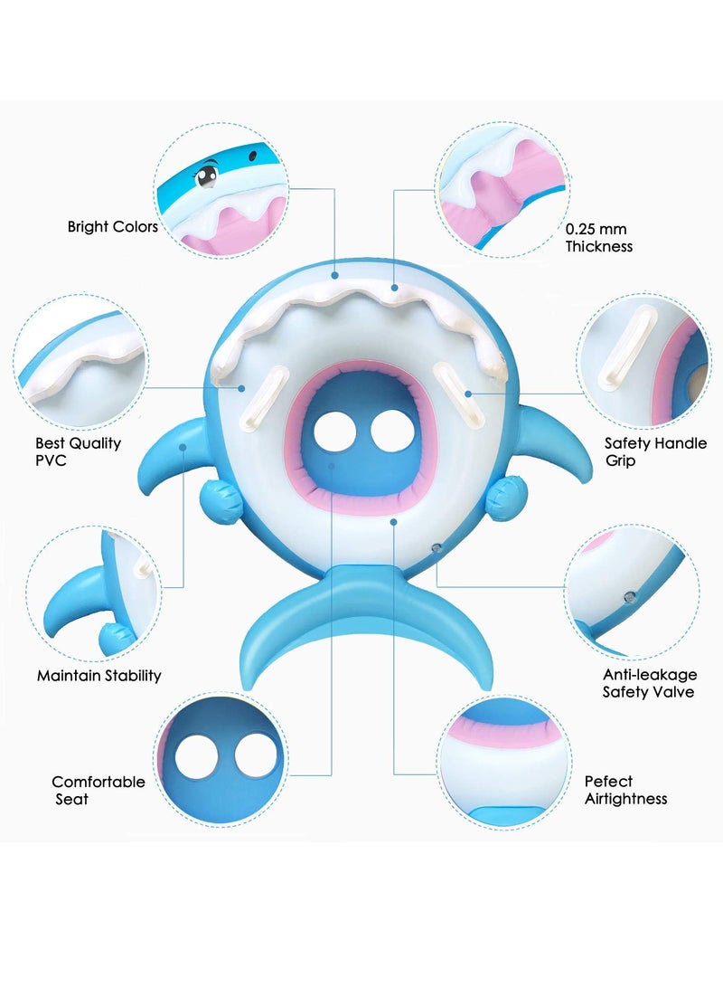 Baby Float Swimming Pool Toddler Floaties with Removable Inflatable Canopy Shark Infant Pool Float for Kids Aged 6-36 Months