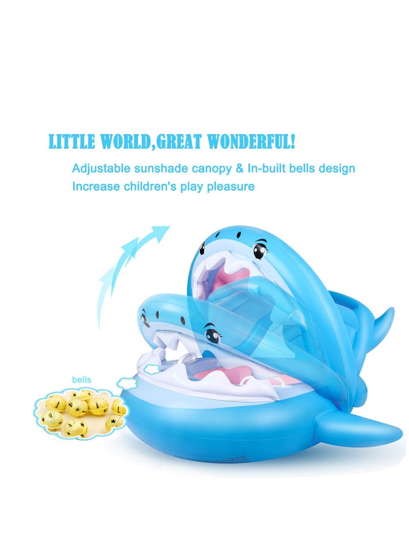 Baby Float Swimming Pool Toddler Floaties with Removable Inflatable Canopy Shark Infant Pool Float for Kids Aged 6-36 Months