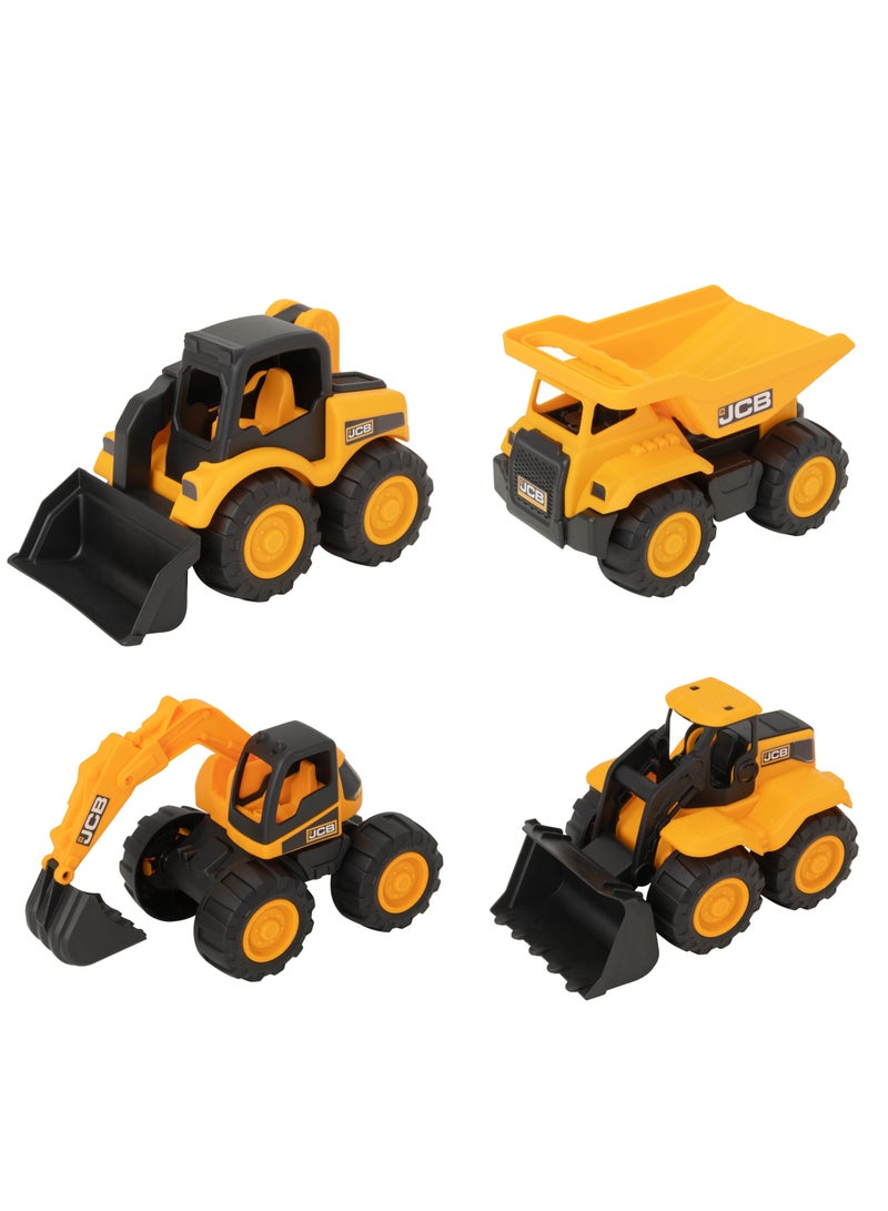 Tz Jcb 7 Inch Tough Trucks 4Pk