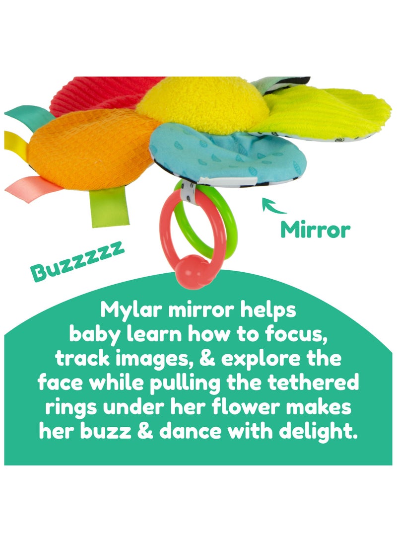 Buzzin' Bee Pram Toy: Vibrating Bumblebee with Pull-Flower Mechanism, Multi-Colored Sensory and Development Toy for Babies 0+ M, Ideal for On-the-Go Entertainment