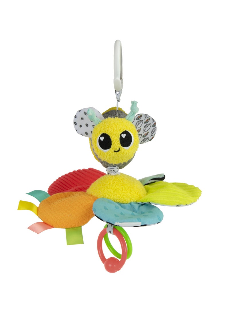 Buzzin' Bee Pram Toy: Vibrating Bumblebee with Pull-Flower Mechanism, Multi-Colored Sensory and Development Toy for Babies 0+ M, Ideal for On-the-Go Entertainment