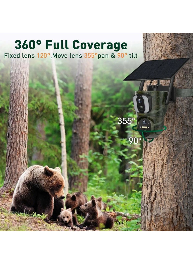 LS VISION 4K 4G Dual Screen Solar Trail Camera Outdoor Dual PIR Detection PTZ Security Cam 2-Way Talk Waterproof Wildlife Camera