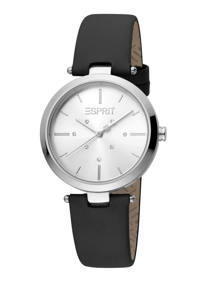 Esprit Stainless Steel Analog Women's Watch With Black Leather Band ES1L283L0015