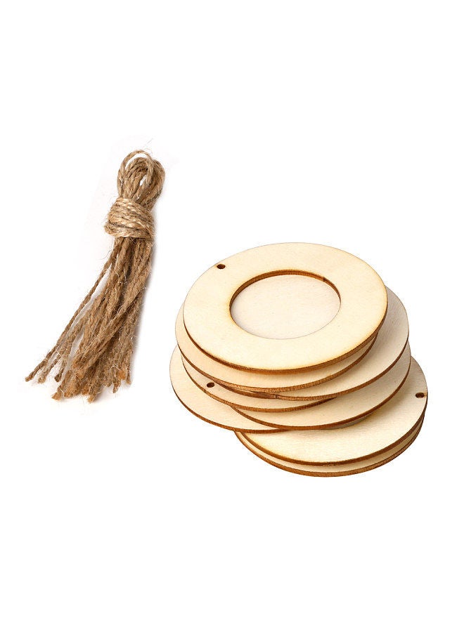 10pcs Mini Round Wood Photo Frame Picture Holder with Hanging Rope DIY Wooden Crafts for Wall Decoration