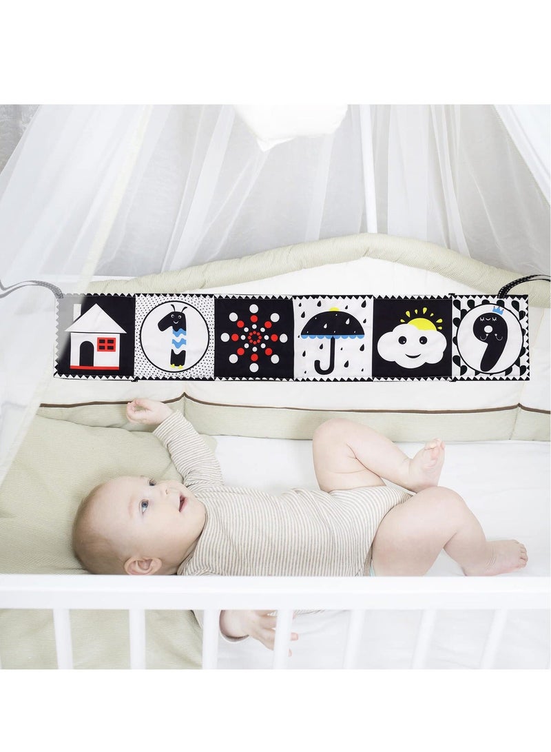 Baby Early Education Cloth Book, Black and White High-Contrast Baby Sensory Toys 0-6 Months Boy / Girl's Torn Three-dimensional Book Bed Surround Sound Cloth Book