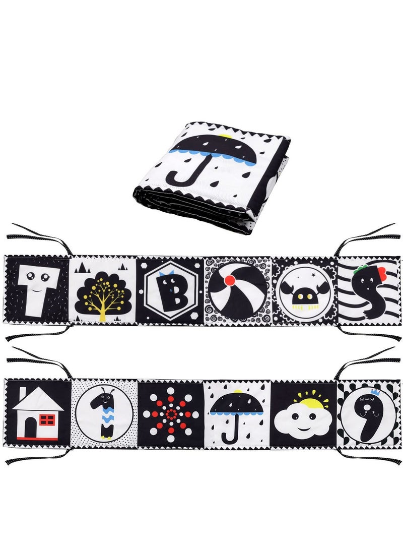 Baby Early Education Cloth Book, Black and White High-Contrast Baby Sensory Toys 0-6 Months Boy / Girl's Torn Three-dimensional Book Bed Surround Sound Cloth Book