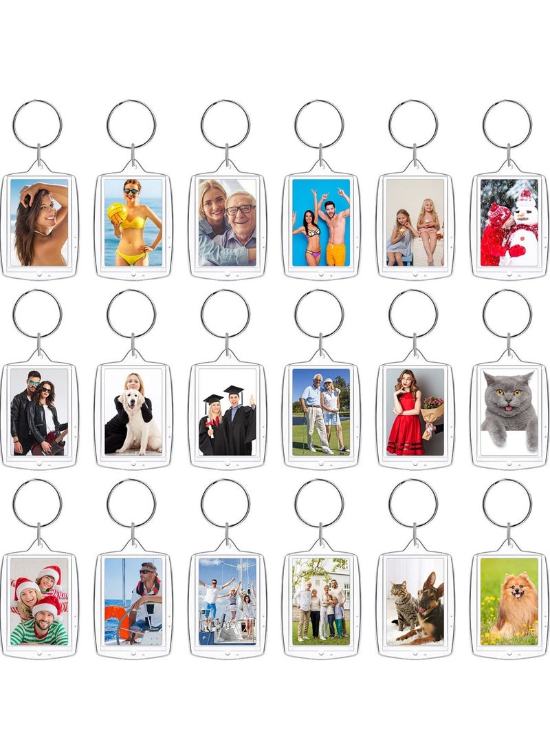 150 Pieces Photo Insert Keychain Clear Acrylic Picture Keychains Picture Frame Key Chain 2.2 x 1.6 Inch Rectangle Blank Photo Keychains for Holiday Photo Diaplay Supplies