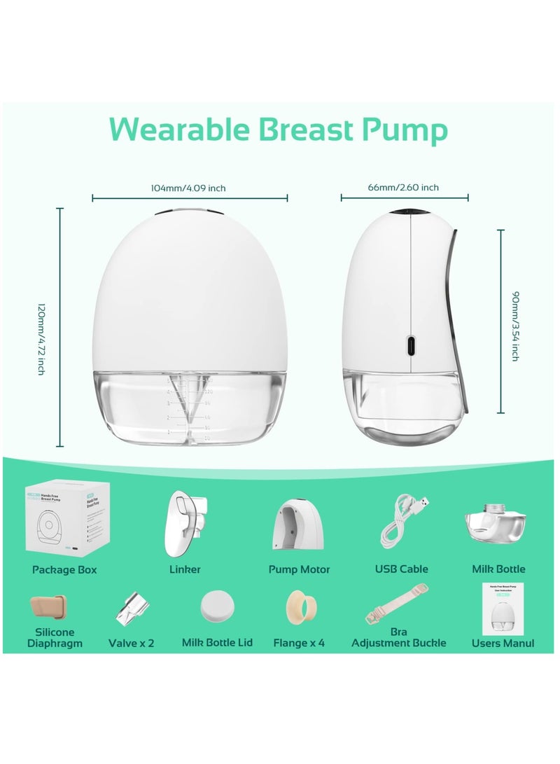 Wearable Breast Pump Hands Free, Portable Electric Double Breast Pump with 4 Modes And 9 Levels Adjustable Painless Strong Suction Power, LCD Display, Low Noise And Memory Function, 16-24mm, 1 Pack