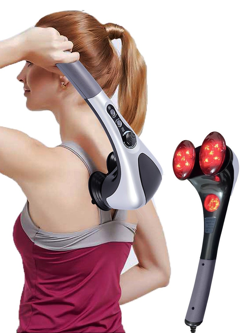 Electric Handheld Double Head Full Body Massager With Heating Vibration Infrared Pain Relief Shoulder Leg Back Massager