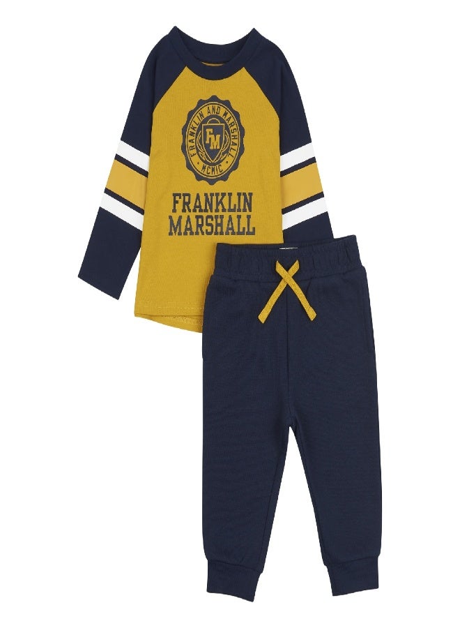 Franklin and Marshall Striped Long Sleeve T Shirt and Joggers