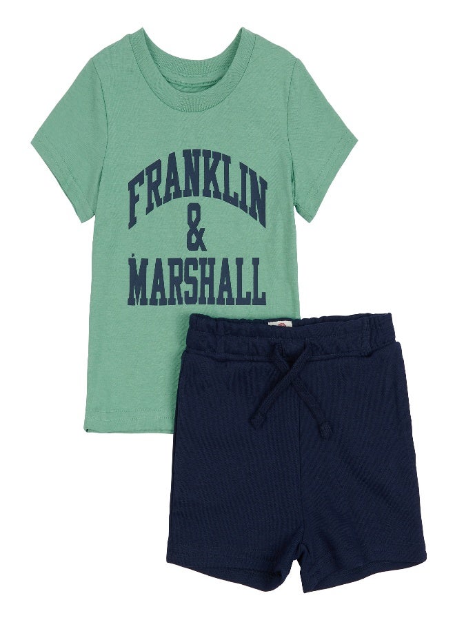 Franklin and Marshall Vintage Arch T Shirt and Short Toddler Set Green