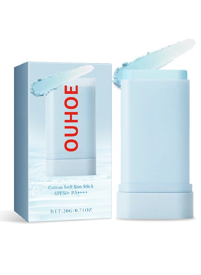 Cotton Soft Sun Stick SPF50+,Sun Project Silky Calming Sun Stick,Waterproof Strong Hydrating Natural Protection Sun Stick