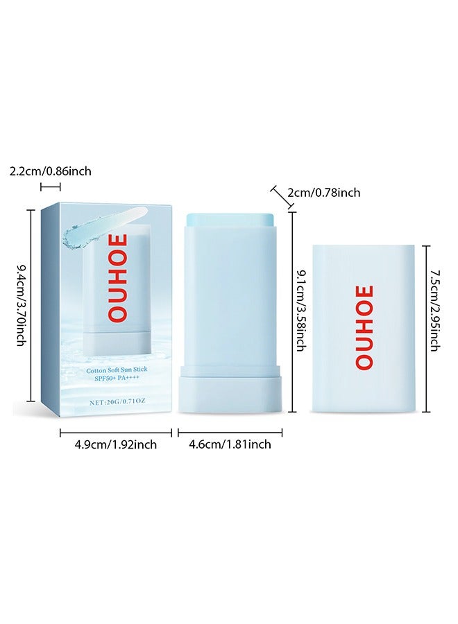 Cotton Soft Sun Stick SPF50+,Sun Project Silky Calming Sun Stick,Waterproof Strong Hydrating Natural Protection Sun Stick