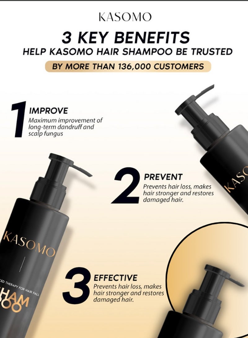 KASOMO HAIR SHAMPOO - Anti-dandruff shampoo for normal to oily hair Prevents dandruff from returning and creates long, beautiful and strong hair | The best anti-dandruff shampoo made in the USA 250ml