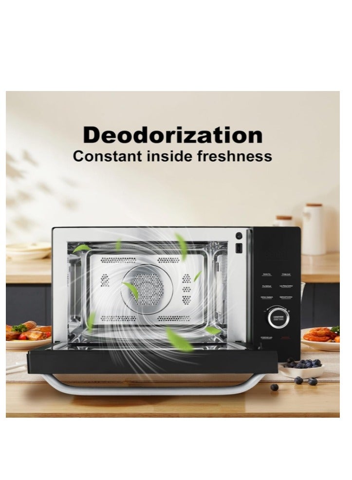 Microwave Oven with Grill and Convection, 34L Solo Microwave Ovens 52cm 1000W 8-in-1 Combo, Air Fryer Easy to Clean Low Temp Control, Deodorization