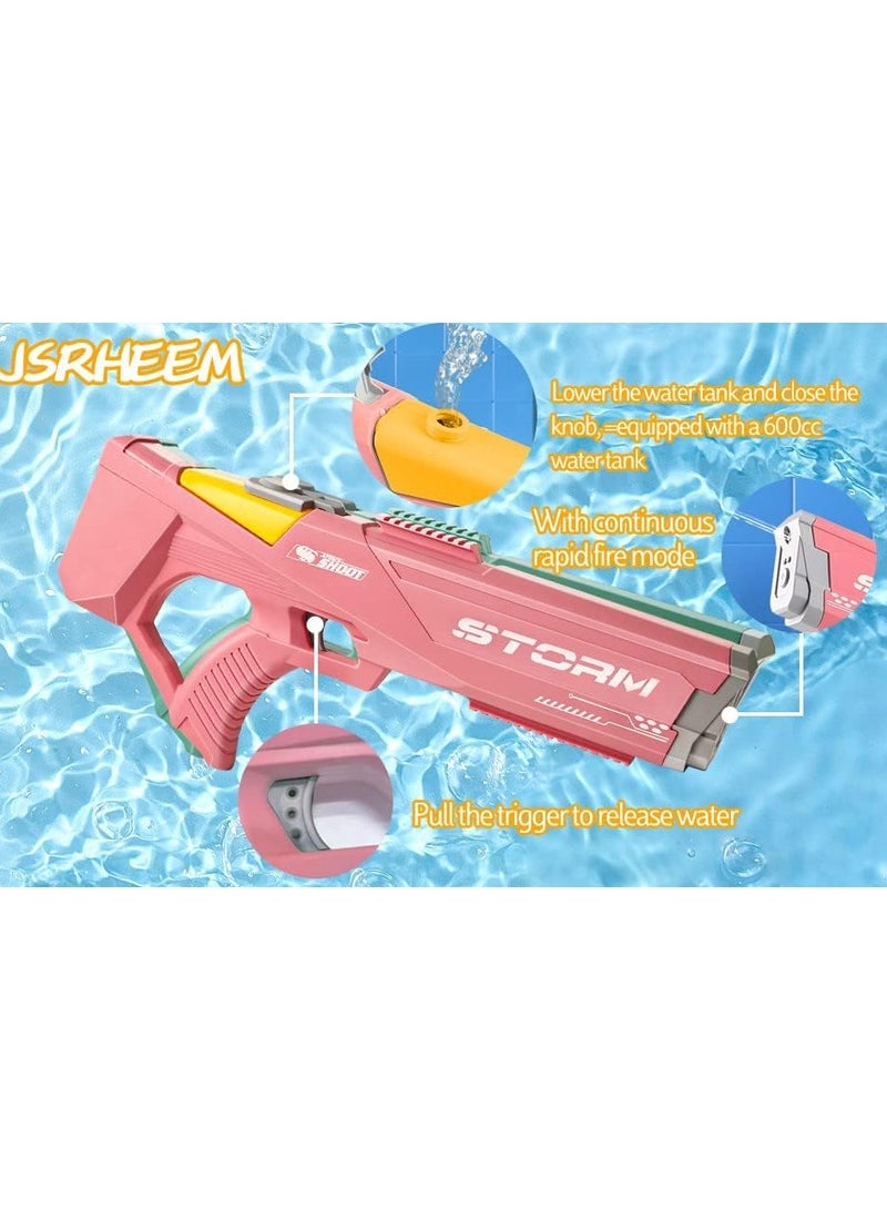 Electric Water Gun for Adults and Kids, Max 39ft Range, Ideal for Outdoor Games and Parties (Pink)