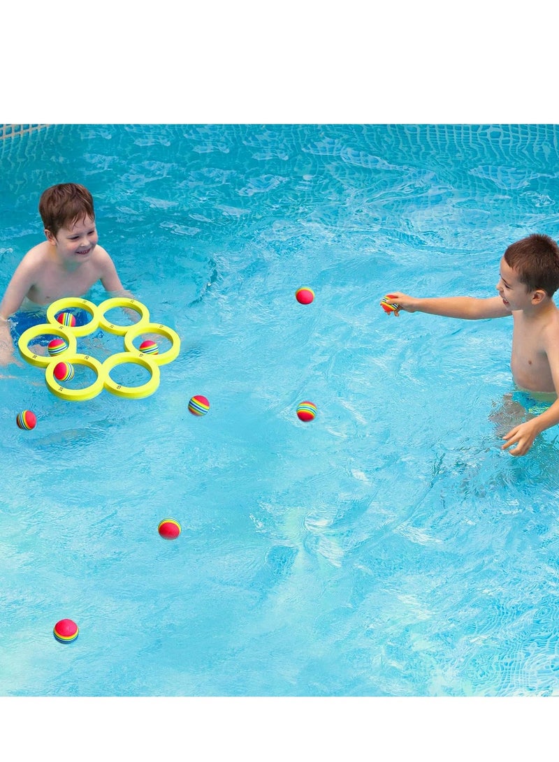 Pool Toys Games Set, Water Sports for Floating Throwing with 10 Golf EVA Balls, Fun Gifts, Boys, Girls Teens Adults and Family