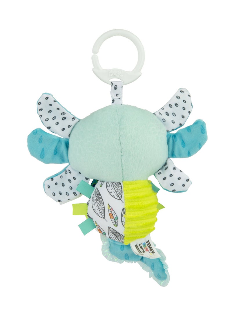 Alise the Axolotl: Colorful Clip-and-Go Pram Toy with Chewy Teether, Crinkly Features for Sensory Development, Ideal Baby Shower Gift, Suitable for 0-6 Months and Up, Multicolored