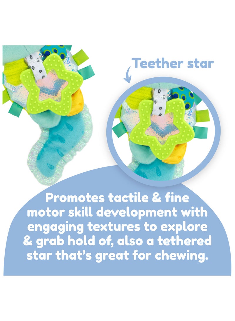 Alise the Axolotl: Colorful Clip-and-Go Pram Toy with Chewy Teether, Crinkly Features for Sensory Development, Ideal Baby Shower Gift, Suitable for 0-6 Months and Up, Multicolored