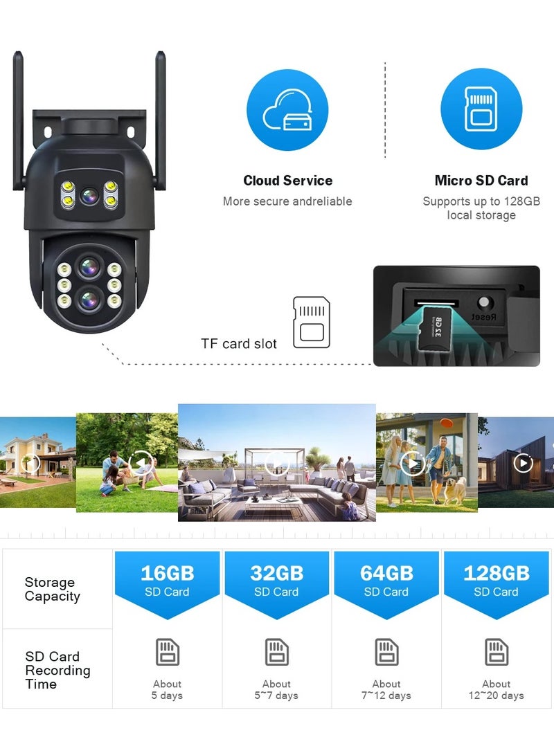 6MP WiFi Camera Outdoor 4X Zoom Three Lens Dual Screens CCTV Video Cam Auto Tracking Security Protection Surveillance With 32GB Card