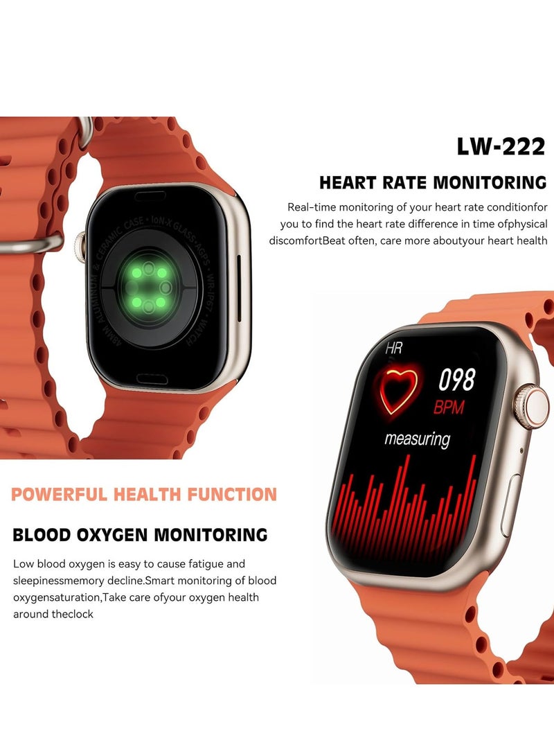 LW 222 Smart Watch Scientific Sleeping Tracking, 2-week battery life, Compatible with Android & iOS, 24/7 Health Management (Orange)