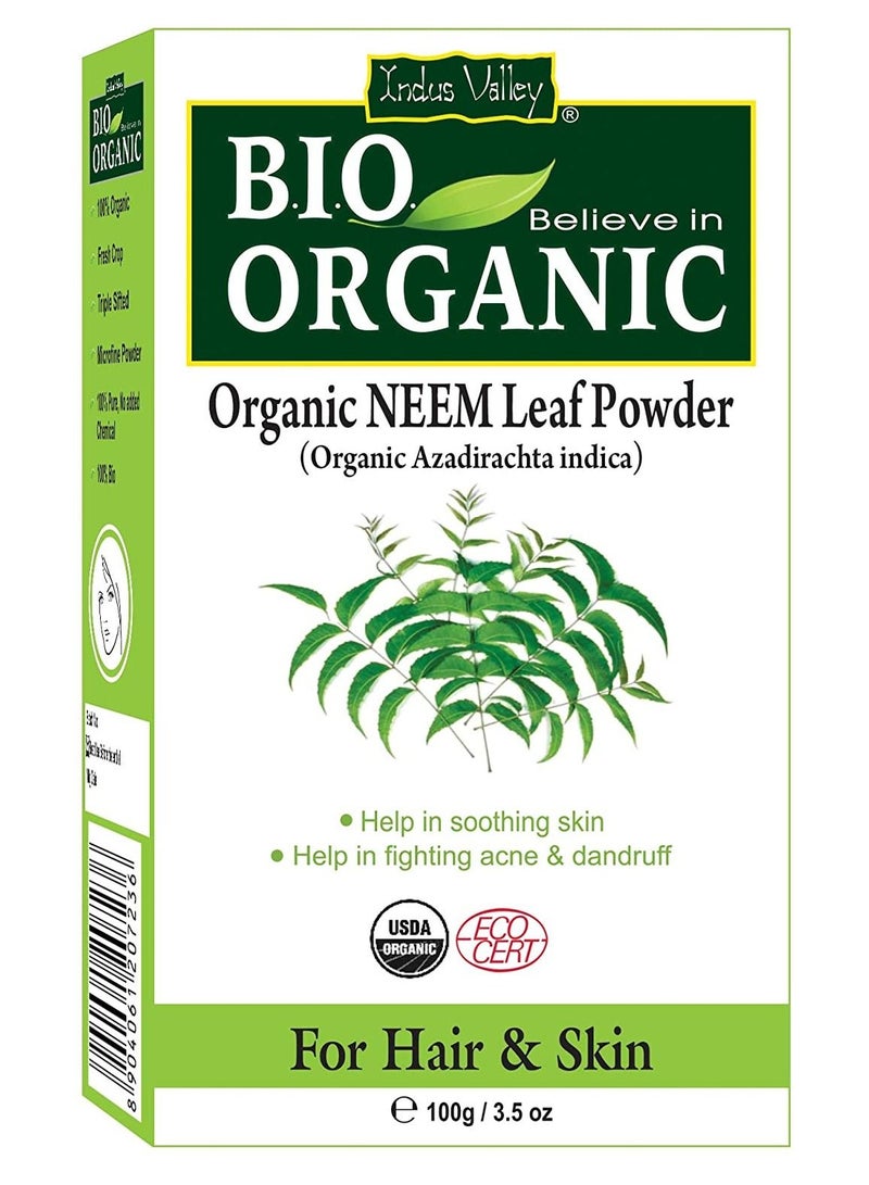 Indus Valley Bio Organic Natural Halal Certified Neem Powder Chemical Free Hair Cleanser For Healthy Hair USDA Organic Certified