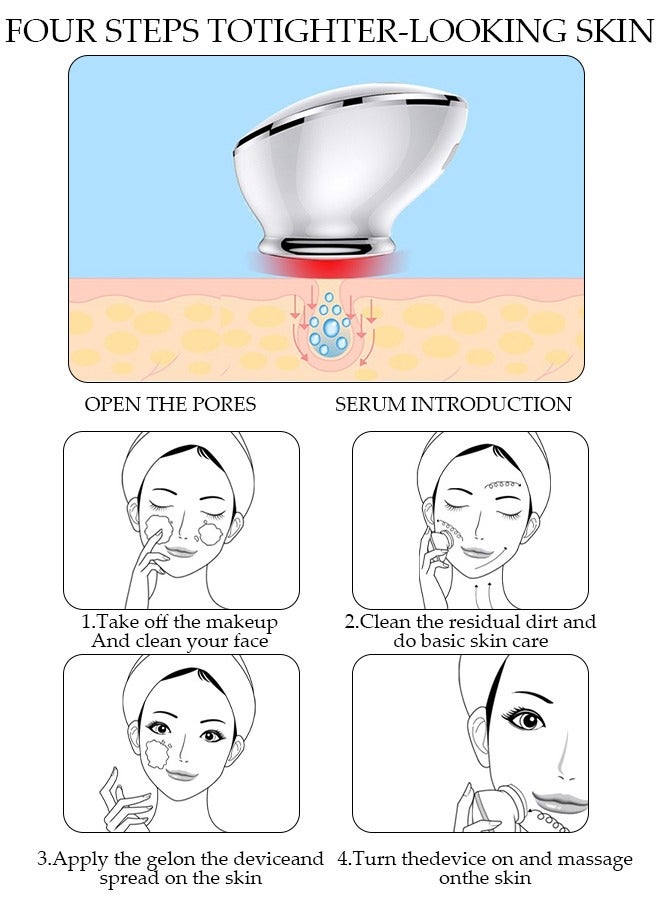 2 IN 1 Electric Face Deep Cleansing Brush Spin Pore Cleaner Face Wash Machine Facial Massager Skin Care tools Electric Eye Beauty Device Heating and Vibration Facial Massage Beauty Device