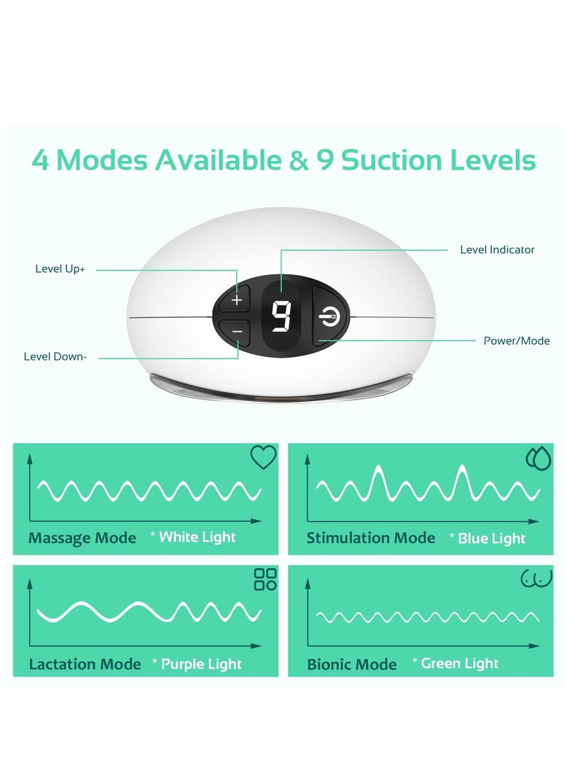 Wearable Breast Pump Hands Free, Portable Electric Double Breast Pump with 4 Modes And 9 Levels Adjustable Painless Strong Suction Power, LCD Display, Low Noise And Memory Function, 16-24mm, 1 Pack