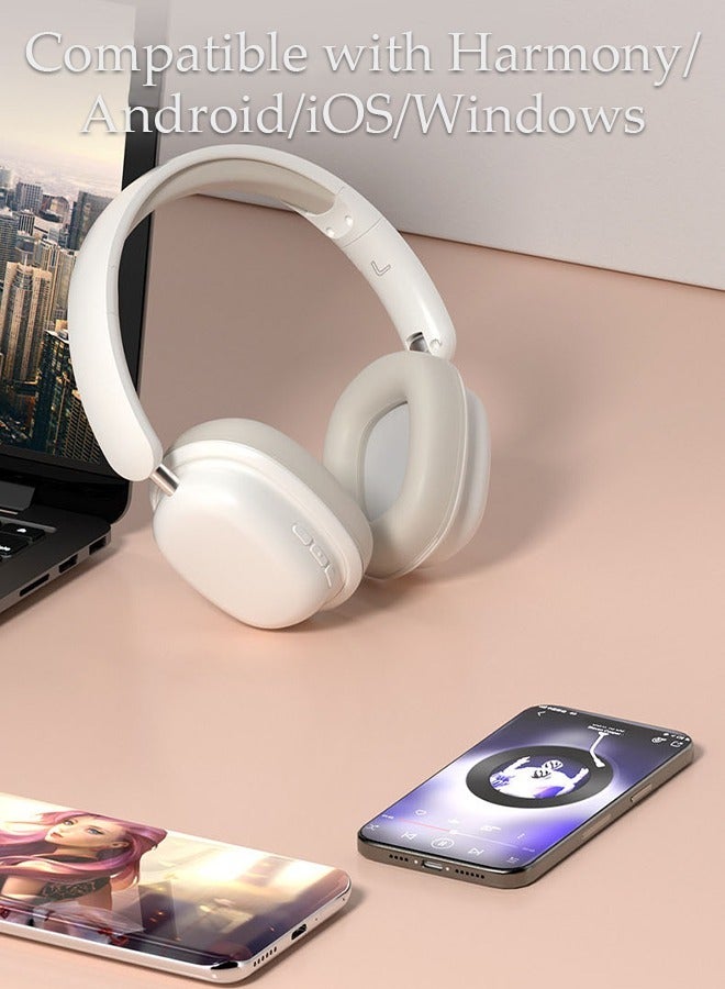 Bluetooth Headphones Over Ear, Bluetooth 5.3 Foldable Adjustable Wireless Earphone with Comfort Fit Ear Cups Multifunction button, Intelligent Noise Reduction for Home Office Travel
