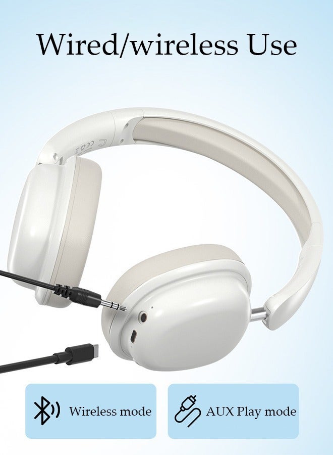 Bluetooth Headphones Over Ear, Bluetooth 5.3 Foldable Adjustable Wireless Earphone with Comfort Fit Ear Cups Multifunction button, Intelligent Noise Reduction for Home Office Travel
