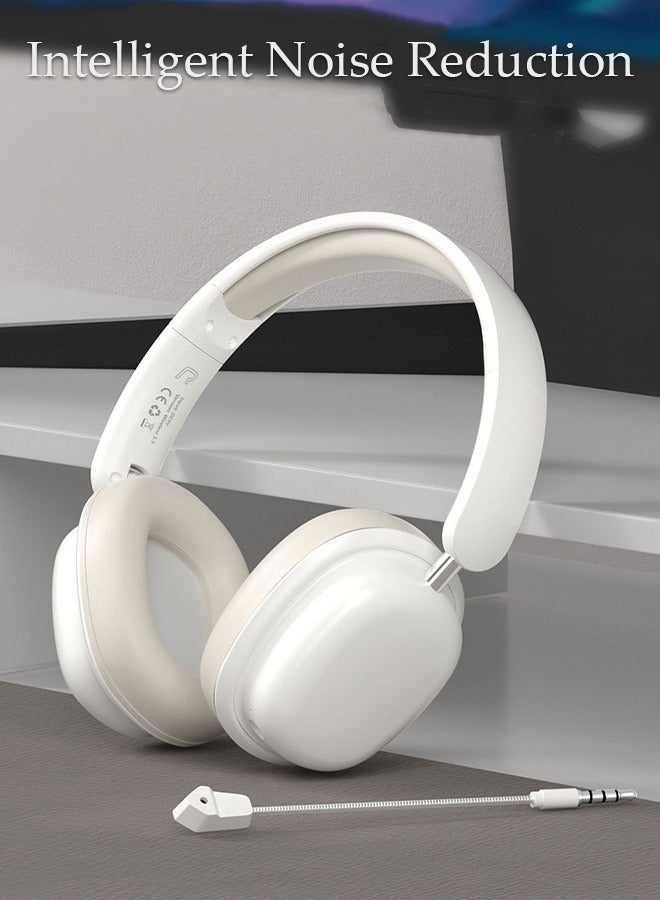 Bluetooth Headphones Over Ear, Bluetooth 5.3 Foldable Adjustable Wireless Earphone with Comfort Fit Ear Cups Multifunction button, Intelligent Noise Reduction for Home Office Travel
