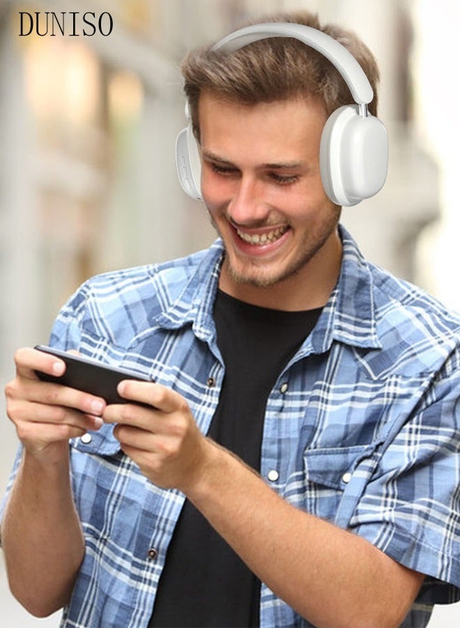 Bluetooth Headphones Over Ear, Bluetooth 5.3 Foldable Adjustable Wireless Earphone with Comfort Fit Ear Cups Multifunction button, Intelligent Noise Reduction for Home Office Travel